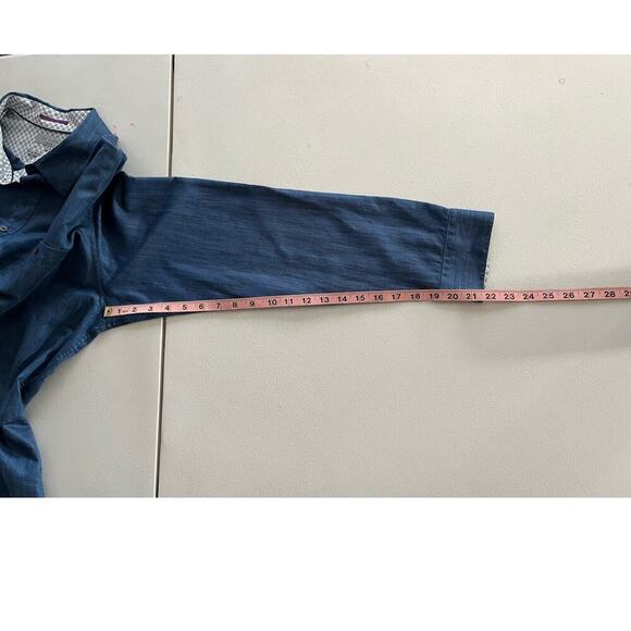 Ted Baker London Navy Blue Linen Cotton Blend Long Sleeve shirt Sz 7 (XXXL) $210 - Picture 12 of 15